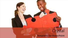  Presentation with red puzzle - Slides with solving oversized red jigsaw puzzle background and a red colored foreground