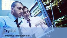  Presentation with young business people - PPT layouts with solving problems and give help background and a light blue colored foreground