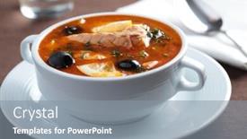  Presentation with russian - Amazing PPT theme having solyanka-russian-soup-with-salmon backdrop and a gray colored foreground
