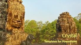  Presentation with cambodia - PPT theme consisting of som - giant stone faces at bayon background and a tawny brown colored foreground