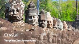  Presentation with effects of the colonialism in south asia - Presentation design with som - stone heads guards south gates background and a  colored foreground