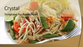  Presentation with green papaya - PPT theme consisting of som tam green papaya salad background and a yellow colored foreground