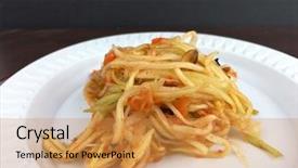  Presentation with papaya - Theme with som tam thailand salad made background and a gold colored foreground