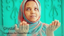  Presentation with muslim - Cool new PPT layouts with poor black race - african muslim girl praying backdrop and a teal colored foreground