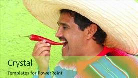  Presentation with native american indian mexico - Cool new PPT layouts with sombrero eating red chili hot backdrop and a yellow colored foreground