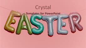  Presentation with balloons - Presentation design having some-alphabet-shaped-balloons background and a coral colored foreground