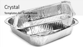  Presentation with aluminium - Slide deck having some aluminium foil trays background and a light gray colored foreground