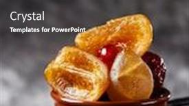  Presentation with candied fruit - Cool new PPT theme with some-appetizing-spanish-candied-fruit backdrop and a dark gray colored foreground