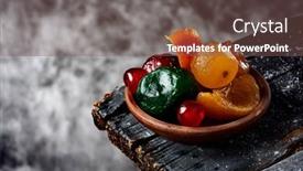  Presentation with orange fruit - Cool new PPT theme with some-appetizing-spanish-candied-fruit backdrop and a violet colored foreground