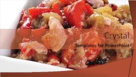  Presentation with grilled - Audience pleasing PPT theme consisting of some-bowls-with-escalivada-made backdrop and a red colored foreground