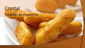  Presentation with frozen fish - Beautiful PPT layouts featuring some bowls with fish sticks backdrop and a gold colored foreground