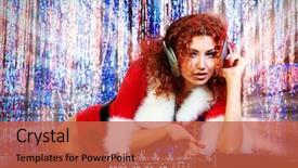  Presentation with christmas girl - Cool new presentation design with some christmas cheer disco lights backdrop and a  colored foreground