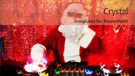  Presentation with santa claus holding scroll paper - Slides enhanced with some christmas cheer disco lights background and a coral colored foreground