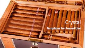  Presentation with cuban cigars in boxes - Amazing theme having some-cigars-lay-in-humidor backdrop and a tawny brown colored foreground