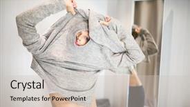  Presentation with addiction - Colorful PPT theme enhanced with free addiction - young woman shopping backdrop and a soft green colored foreground