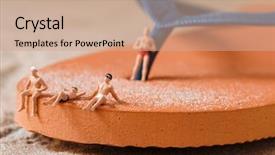  Presentation with relaxing - Cool new PPT theme with some different miniature men wearing backdrop and a coral colored foreground