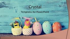  Presentation with chicks - Beautiful theme featuring some different ornamented easter egg backdrop and a seafoam green colored foreground