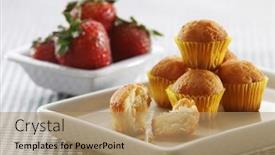  Presentation with muffins - PPT theme featuring some-fresh-muffins background and a coral colored foreground