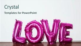  Presentation with work the word in your life - Amazing PPT theme having some fuchsia letter-shaped balloons backdrop and a sky blue colored foreground