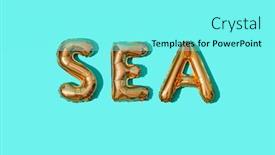  Presentation with balloons blue - Slide set with some-golden-letter-shaped-balloons background and a arctic colored foreground