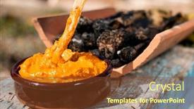  Presentation with dip - PPT layouts having some-grilled-calcots-sweet-onions background and a tawny brown colored foreground