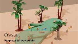  Presentation with relaxing - PPT theme consisting of some-miniature-people-wearing-swimsuit background and a coral colored foreground