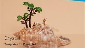  Presentation with ocean surface - Presentation design consisting of some-miniature-people-wearing-swimsuit background and a  colored foreground