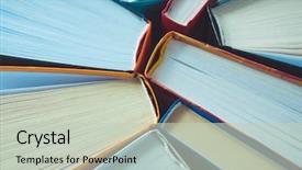  Presentation with stack of old books - Presentation theme consisting of some old books used hardback background and a soft green colored foreground