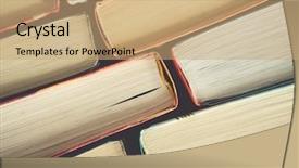  Presentation with books - Slide set having some old books used hardback background and a coral colored foreground