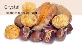  Presentation with sweet - Amazing presentation design having some-panellets-and-roasted-chestnuts backdrop and a yellow colored foreground