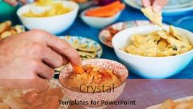  Presentation with appetizers - Audience pleasing PPT theme consisting of some-people-having-some-different backdrop and a coral colored foreground