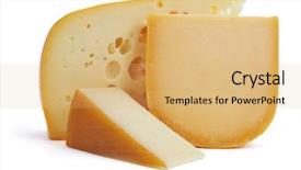  Presentation with cheese plate parmesan cheddar gouda - PPT layouts having some pieces of cheese background and a yellow colored foreground
