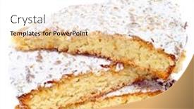  Presentation with almond - PPT theme having some pieces of tarta de santiago typical almond pie from spain on a white background background and a white colored foreground