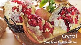  Presentation with pomegranate - Colorful slide deck enhanced with punica granatum - some pomegranate fruits backdrop and a red colored foreground