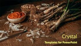  Presentation with rustic - PPT theme consisting of some-raw-catalan-calcots background and a tawny brown colored foreground