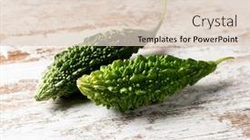  Presentation with bitter melon - Slides having some-raw-karela-also-known background and a lemonade colored foreground
