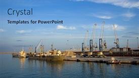  Presentation with port - Beautiful PPT theme featuring some-ships-in-the-port backdrop and a light blue colored foreground