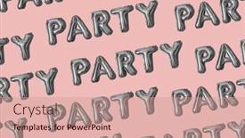  Presentation with balloons - Presentation design having some-silver-letter-shaped-balloons background and a coral colored foreground