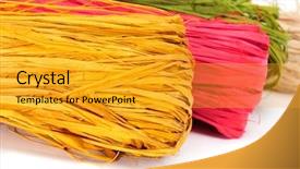  Presentation with natural - PPT theme with some skeins of natural raffia background and a gold colored foreground