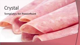  Presentation with ham radio - Colorful presentation theme enhanced with some slices of ham on a white background backdrop and a lemonade colored foreground