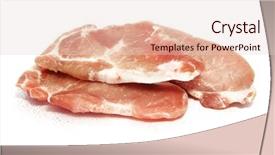  Presentation with tenderloin - Slides enhanced with some slices of tenderloin isolated on a white background background and a lemonade colored foreground