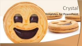  Presentation with cookies and biscuits - Cool new slide set with some smiley biscuits on a white background backdrop and a lemonade colored foreground