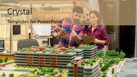  Presentation with future city - Audience pleasing presentation theme consisting of some technical details of future backdrop and a coral colored foreground