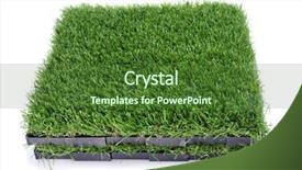  Presentation with tiles - Slide set featuring some tiles of artificial turf background and a tawny brown colored foreground