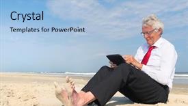  Presentation with formal - Presentation featuring somebody - business man in formal suit background and a light blue colored foreground