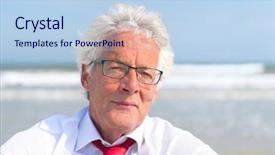  Presentation with formal - Cool new slide deck with somebody - portrait business man in formal backdrop and a light blue colored foreground