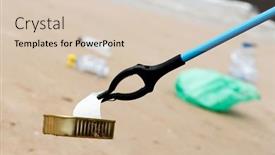  Presentation with beach bag - Slide deck enhanced with someone-collects-a-used-food background and a lemonade colored foreground