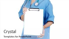  Presentation with blank backgroud - Colorful slide deck enhanced with someone doctor holding blank chart backdrop and a white colored foreground