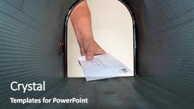  Presentation with view - Colorful slides enhanced with someone getting or placing mail backdrop and a dark gray colored foreground