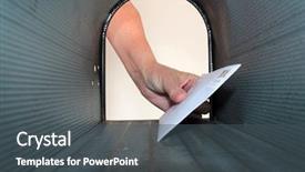  Presentation with mail - Amazing slide set having someone getting or placing mail backdrop and a dark gray colored foreground